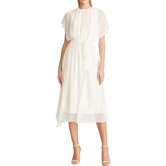 slim fit dress slacks The Linen Belted Midi Dress